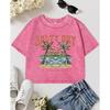 Salty Day A Relax Time Coconut Tree Beach Print Washed T Shirt Women Cotton Crop Clothes Comfortable Casual Top