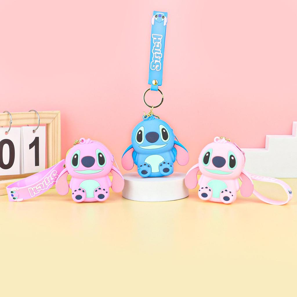 Creative Stitch Cartoon Silicone Keychain: Children's Earphone Storage Wallet & Pendant