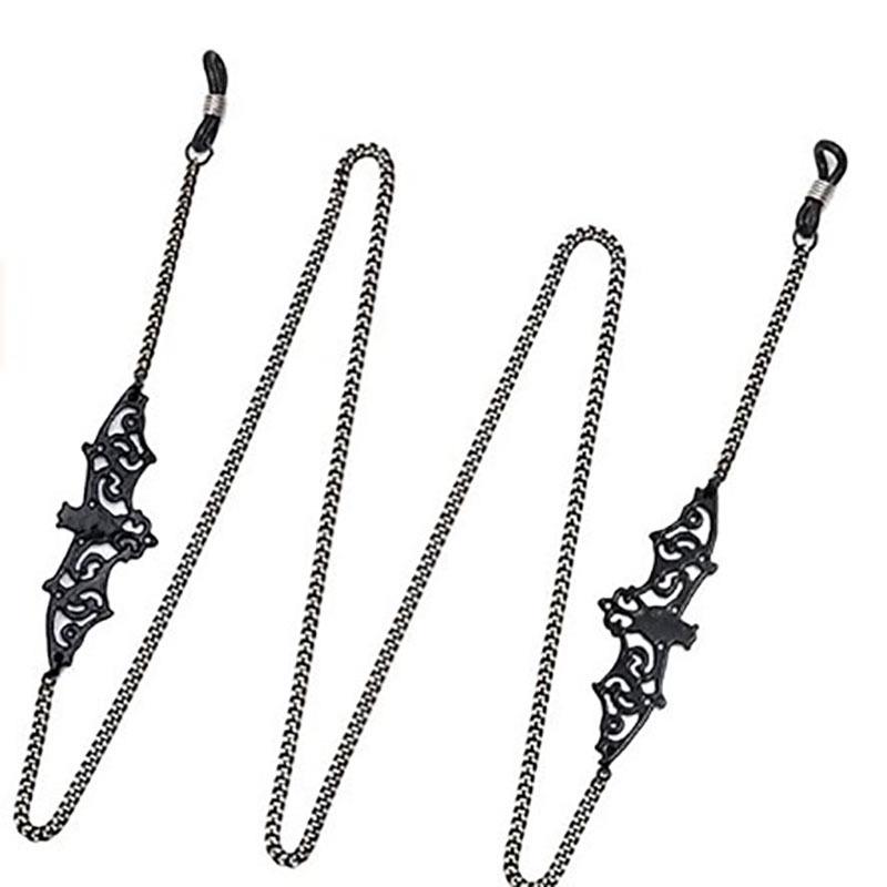 Black Hollowed-Out Bat Eyeglass Chain - Anti-Slip, Anti-Loss Eyewear Cord Pendant