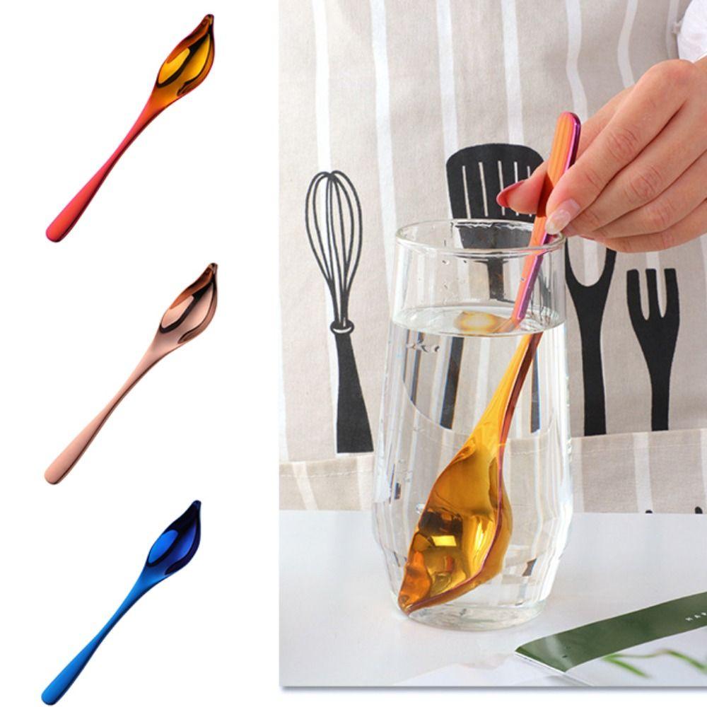 DIY Stainless Steel Saucier Spoon Baking Tool Honey Sauce Metal Spoons Tapered Spout Colorful Decorating Spoon