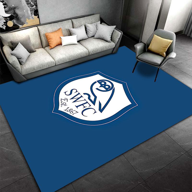 SWFC Logo on Blue Carpet suitable as a non-slip mat for the living room or bedroom sofa