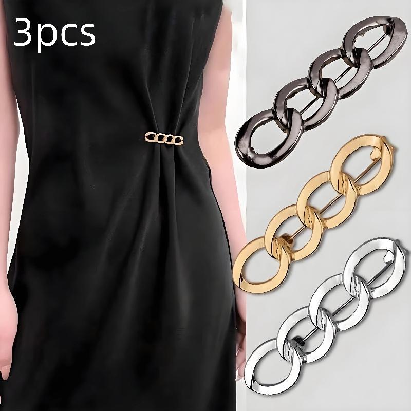 Waist Cinching Buckles for Jeans 3PCS Adjustable Alloy Fashion Reusable Waist Tightening Clips for Loose Pants Waist Fixing