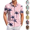 Herren Freizeit Hemd Lockere Passform Hawaiian Print Kurzarm Hemd Mit Knöpfen Strandurlaub Hemd Leicht Atmungsaktiv Sommer Oberteil