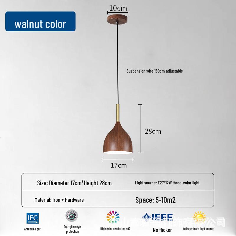 New Chinese Style Minimalist Wood Grain Chandelier for Dining, Bedside, or Bar