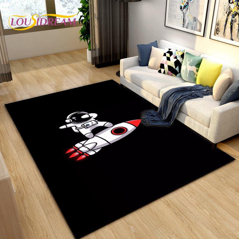 Cartoon Astronaut Space  Area Rug,Carpet Rug for Living Room Children's Room Decoration,Kids Play Crawl Soft Non-slip Floor Mat