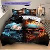 3pcs Anime Skulls Flames Wings Comforter Set with One Quilt Cover and Two Pillowcases (No Core) - Home Decor, Festival Gift, Polyester Fabric, Bedroom