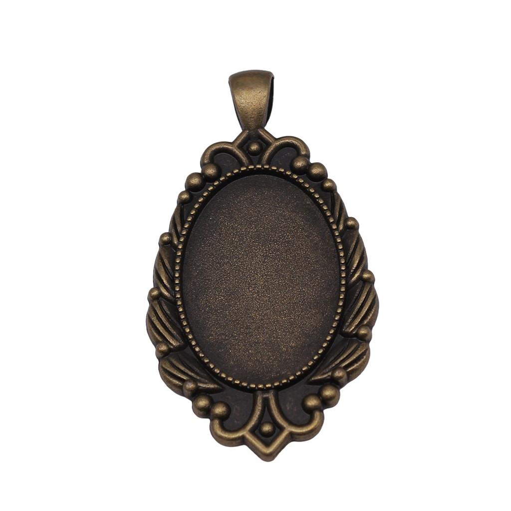 Antique Flower Frame Oval Bezel Charms For DIY Projects Glass Blank Tray Base