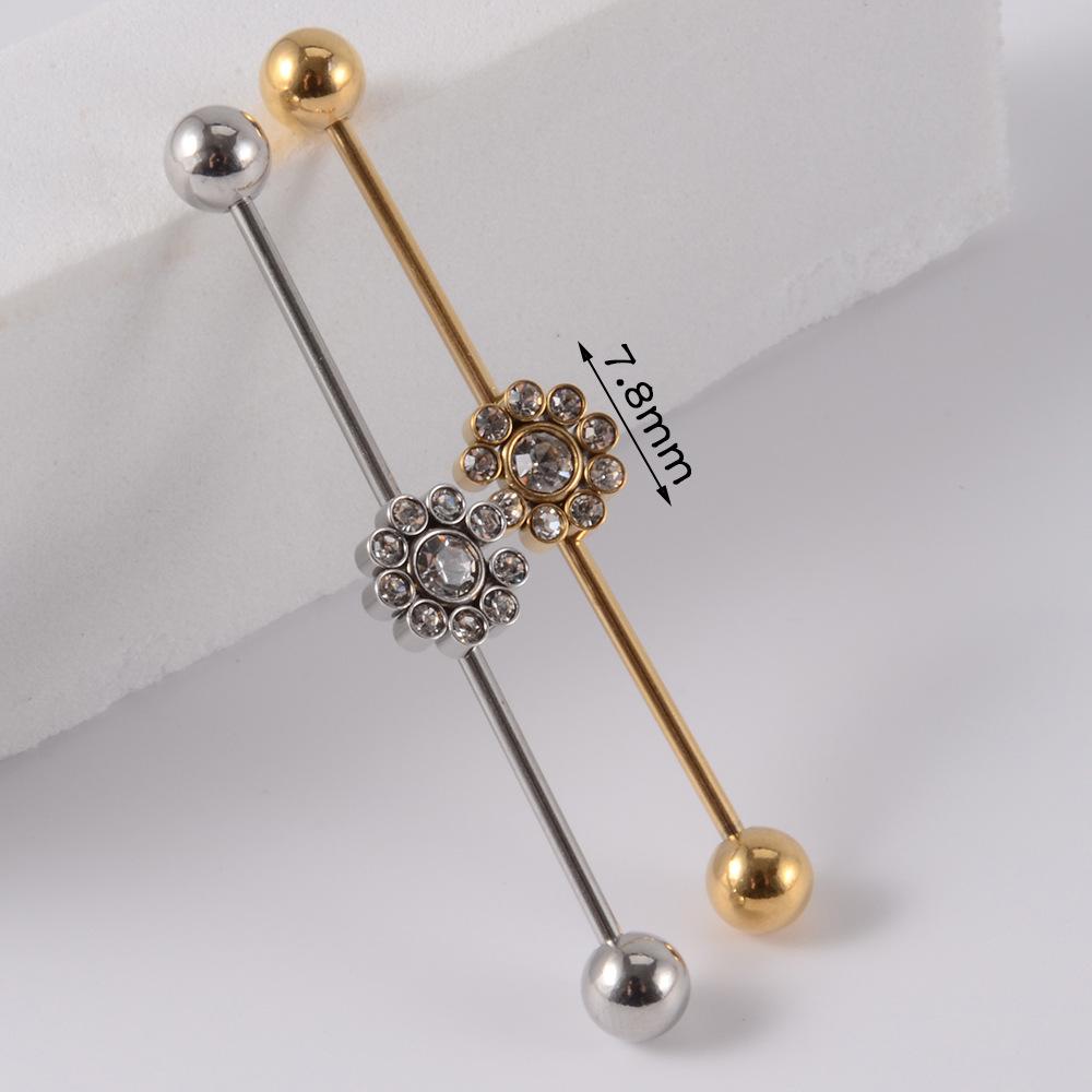 YW Industrielle Barbell Ohrringe Piercing Schmuck Chirurgischer Edelstahl Scaffold Piercings CZ Bar für Damen Herren