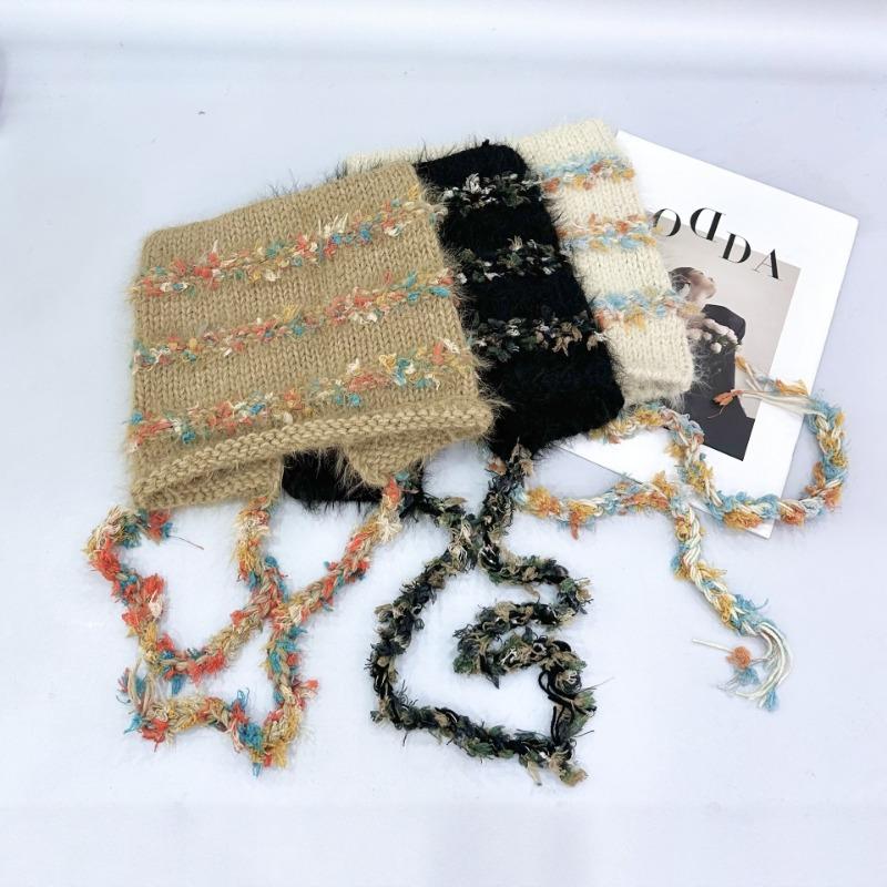 25 Early autumn new colored lace-up ear protectors to keep warm cat ears personalized thickened color matching knitted fluffy hat