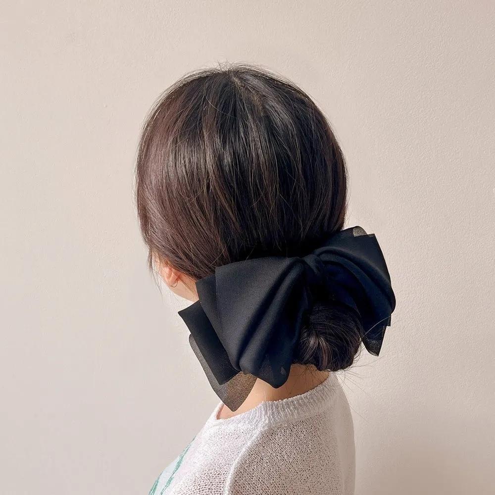 Updo Hairpin Long Hair Hairpin Angel Scrunchie Chiffon Double Wing Lovely Hairpin Black