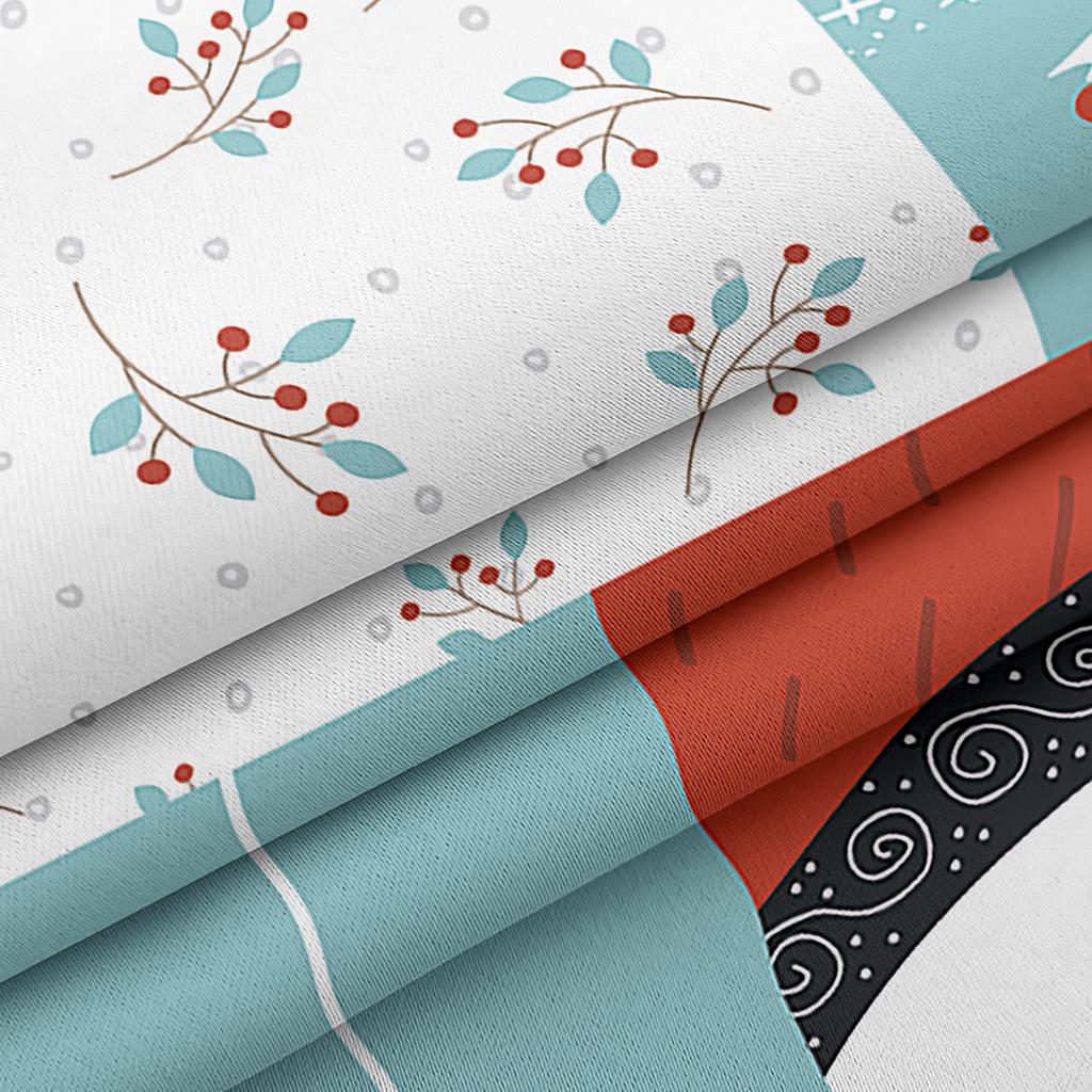 Cartoon Large Image Santa Claus Kawaii Curtain Decoration Christmas Festive Atmosphere Curtain Elk Christmas Tree Pattern