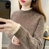 Thick Semi High Neck Base Sweater with Added Velvet Winter Loose and Versatile Sweater Fashion Knitwear