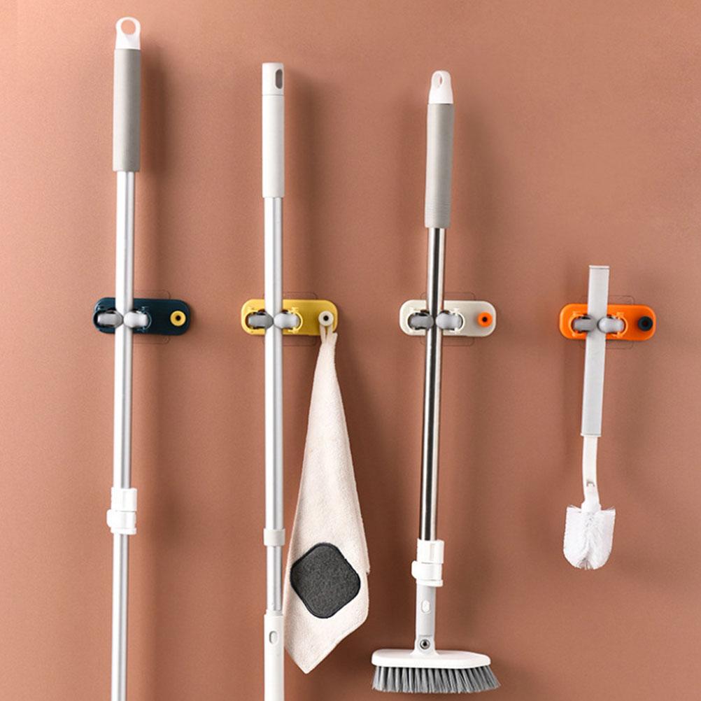 4Pcs Mop Storage Buckles No Drilling Wall Holder Strong Adhesive Broom Organizer Space Saving Self-Adhesive Mop Holder
