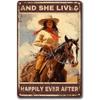 Vintage Cowgirl Metallschild Retro Westlich Reiten Zitat Blechschild für Heimbar Bauernhaus Dekoration Das Leben ist Hart Spirituell Wi