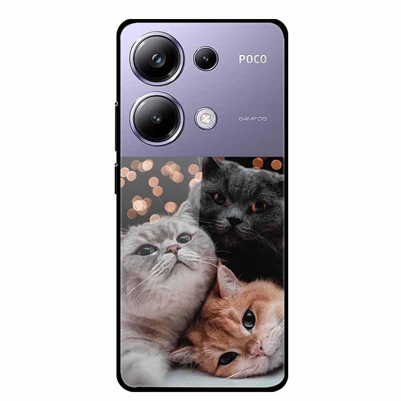 Colorful Aesthetic Tempered Glass Phone Case for Redmi 12 5G & POCO M6 PRO
