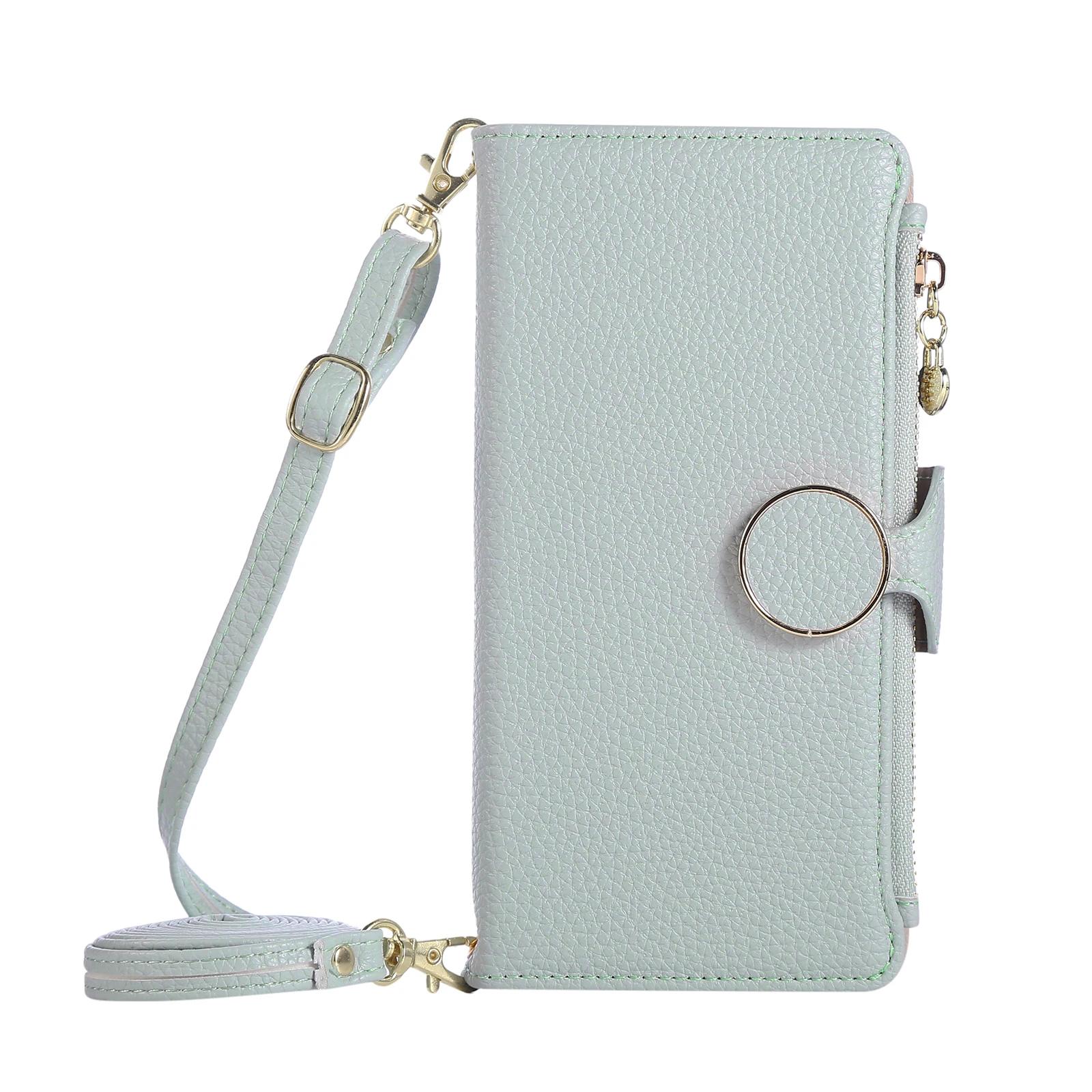 

Phone Case for Samsung Galaxy A36 A56 A16 A26 A06 A05 A35 A55 A24 A34 A54 A25 A15 A14 A33 A53 A52 Crossbody Zipper WalletCover Galaxy A14 4G циан