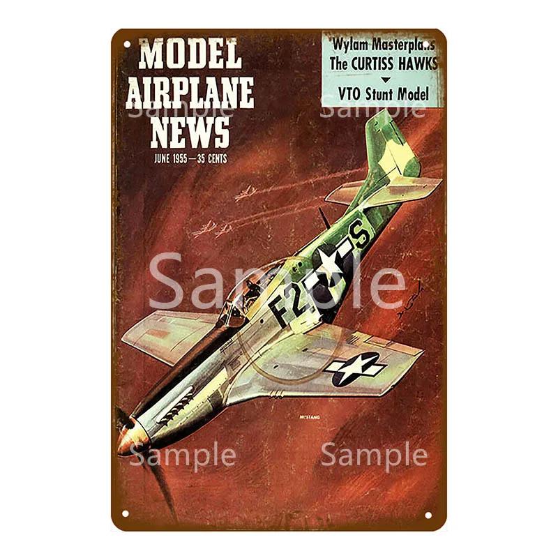 Retro Airplane Metal Signs Fighter Jet Plane Vintage Aircraft Plate Metal Plaque Painting Living Room Home Wall Decoration YL094