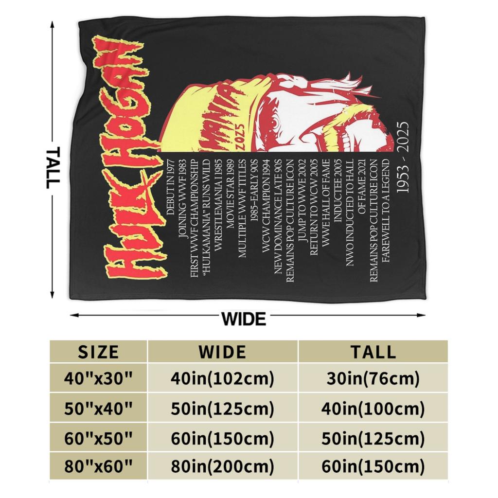 Hulk Hogan Hulkamania RIP Blankets Flannel Decoration Breathable Lightweight Throw Blankets for Bed Travel Plush Thin Quilt