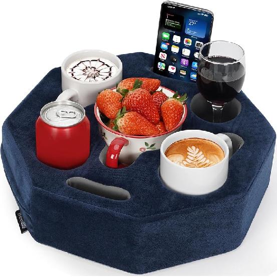 Couch Cup Holder Pillow,Couch Drink Holder,Octagon Couch Caddy for Coffee Cup,Phone,Remote,Couch Cup Holder Tray for Bed,Car,Sofa,Table