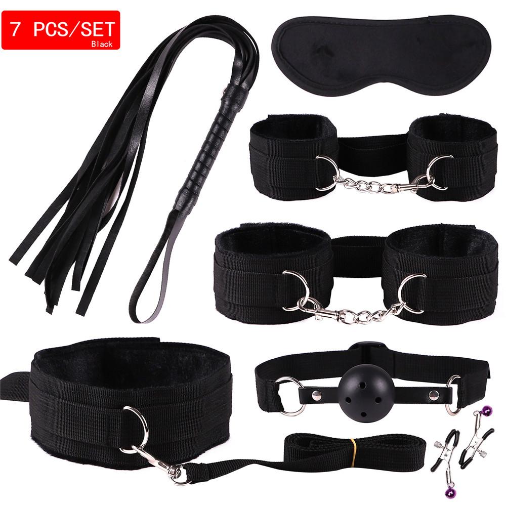 7 in 1 Exotic Accessories Sex Bondage Set Sexy Lingerie Handcuffs Whip Rope Adult Products for