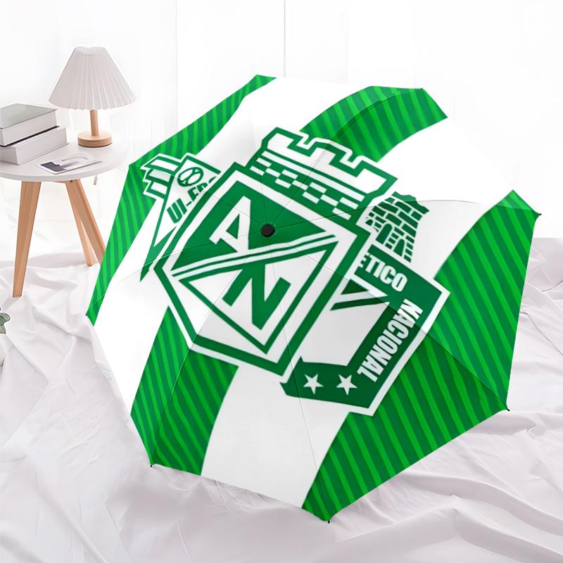 Atletico Nacional Fashionable Automatic Opening/Closing Folding Umbrella. Portable and Foldable, Ideal for Gift, Travel, and Daily Use.