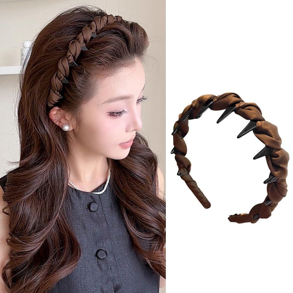 Wave Pattern Wrapped Hair Hoop Comfortable Non-Slip Headband Women's Satin Hairband  Daily Wear