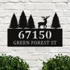 Unique Country Style Metal Elk Address Marker Customizable Fir Trees Durable Wall Art Home Entrance Patio Gift