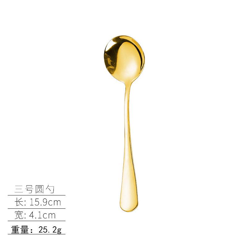 Stainless steel tableware, knives and forks, spoons, western food steak knives and forks, household thickened pointed spoons, round spoons, supplies