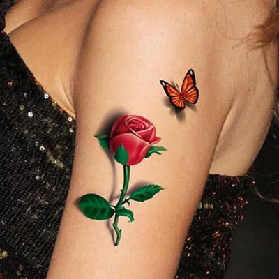 3D Tymczasowe Zdejmowane Wodoodporne Kolorowe Body Art Butterfly Flower Tattoo Naklejka
