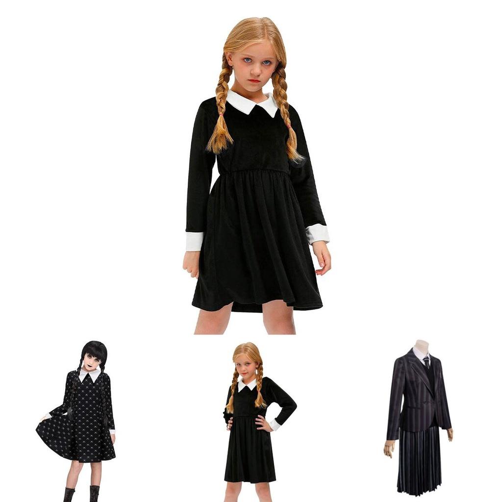 Wednesday Addams School Uniform Girls Kids Dress Cosplay Halloween Xmas Party