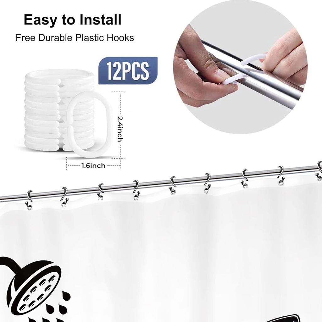 Funny Skeleton Skull Bathroom Shower Curtain Black White Hilarious Man Cool Polyester Fabric 12 Plastic Hooks Waterproof Decor