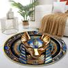 "Egyptian Anubis Golden Design Rug" Print Round Rug, Living Room, Bedroom, Playroom Carpet, Non Slip Floor Mat, Gift