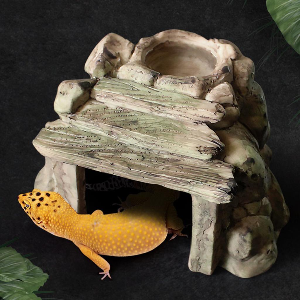 Resin Reptile Hideout Cave Fish Tank Ornament Decor Aquarium Habitat for Tortoise Turtles Reptiles Frogs Fish Gecko
