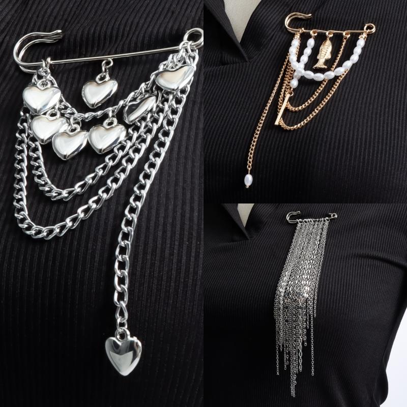 Übertriebene Mehrfachquasten Broschen Kleidung Accessoires Mode Liebesherz Retro Metall Pin Schmuck Accessoires