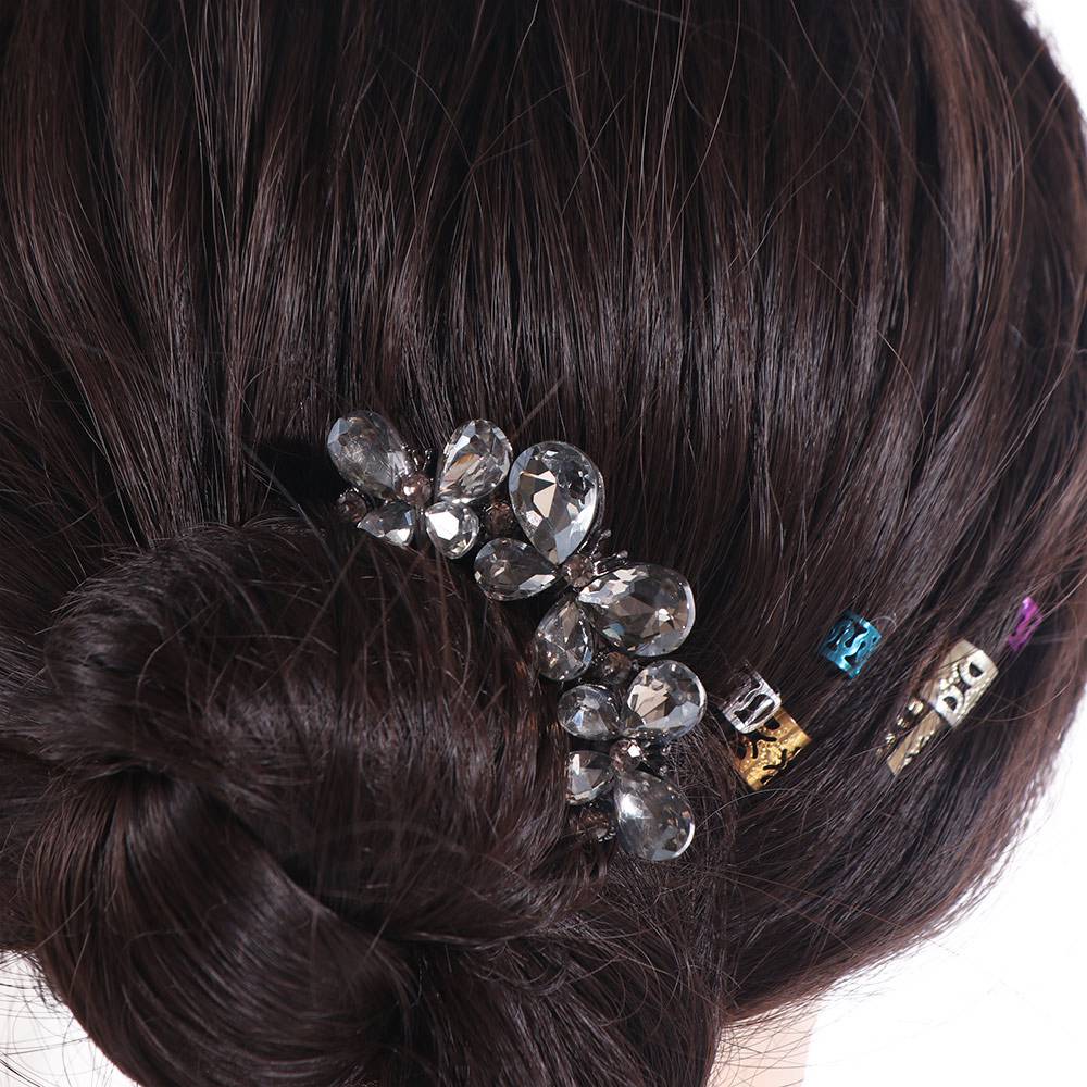 Rhinestone Toothed Insert Comb Geometric U-shaped Hair Clip Temperament Butterfly Hairpin  Daily