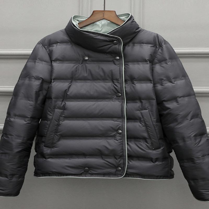 Ailegogo Winter Women Stand Collar Ultra Light Short Down Coat 90% White Duck Down Warm Single Breasted Jacket Lady Snow Outwear