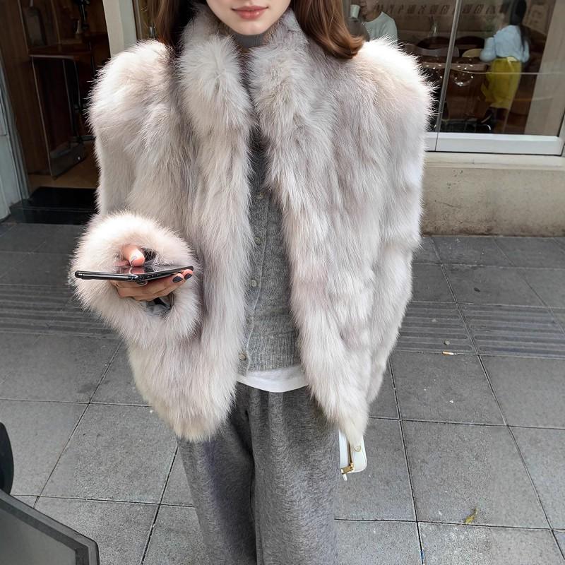 Womens Warm Fuzzy Stand Collar Coat Winter Thick Outerwear In Beige Gray Vintage Sand Brown