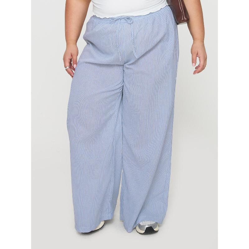 Spring 2025 Plus Size Women s Striped Trousers - European & American Style 3XL