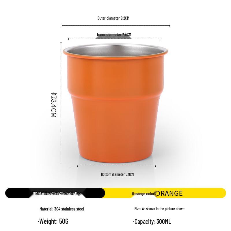 Hejiangshi HJS064 Outdoor Folding 304 Stainless Steel Stackable Cup