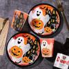 Halloween Party Disposable Tableware Set - Paper Cups, Plates, Napkins with Pumpkin & Ghost Designs