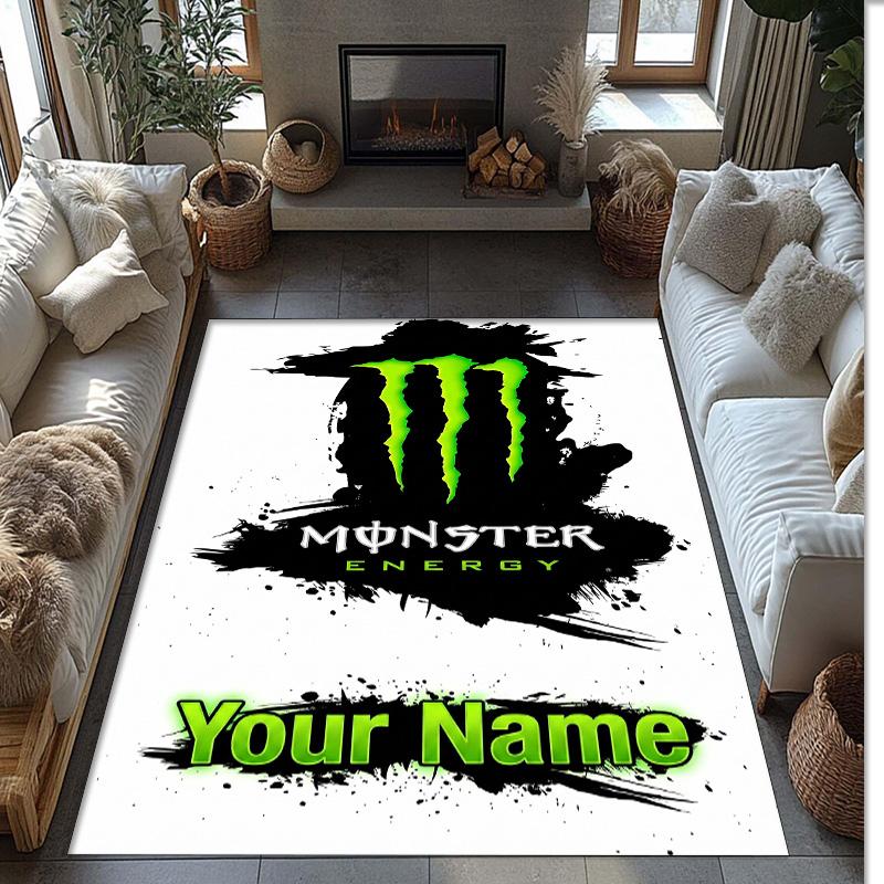 Kober Monster Energy Crystal Velvet, Personalizovaná protiskluzová podložka s vlastním textem pro domácí dekoraci, Dárek
