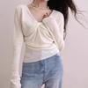 Fashion Korean Women's Solid V-neck Sweater Autumn Winter Long-sleeved Inner Top Slim Bottoming Knitted Sweaters Casual Pullover