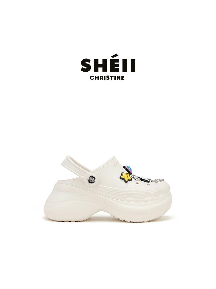 

Premium sense~ Su Yinyin 8.5cm heightened platform beach bag head slippers women s summer wear hole shoes sandals 40