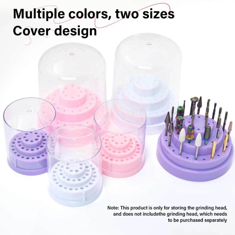 48 Hole Nail Drill Bit Holder Storage Case For Manicure Tools ABS Organizer Box