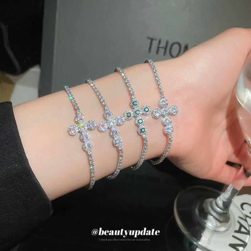 New full diamond cross bracelet ins style high-end sense light luxury temperament bracelet niche fashion versatile jewelry women