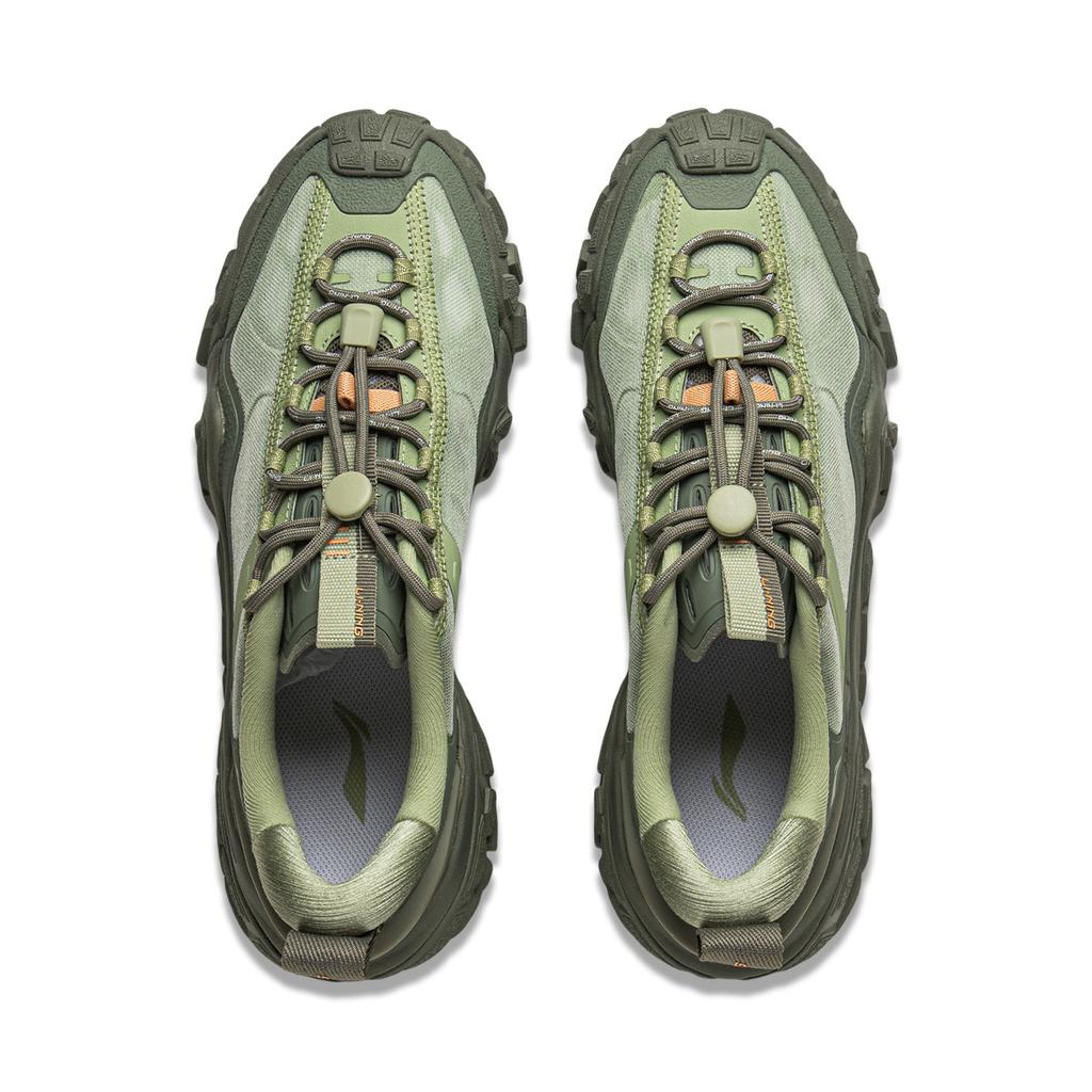 LiNing Sand Dune Sports Comfortable Fashion Versatile Shock Absorption Non-Slip Wear-Resistant Low-Top Casual Shoes Men Sneaker Green AGCV117-4