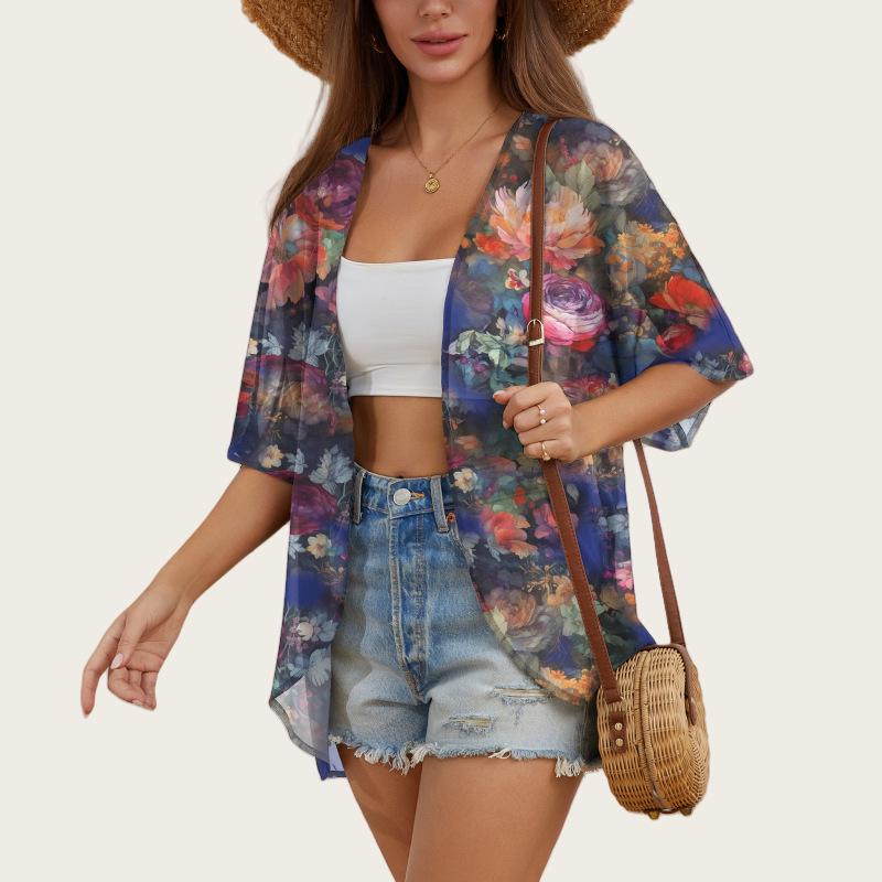 Chiffon Kimono Cardigan - Sun Protection Beach Cover-Up for Women