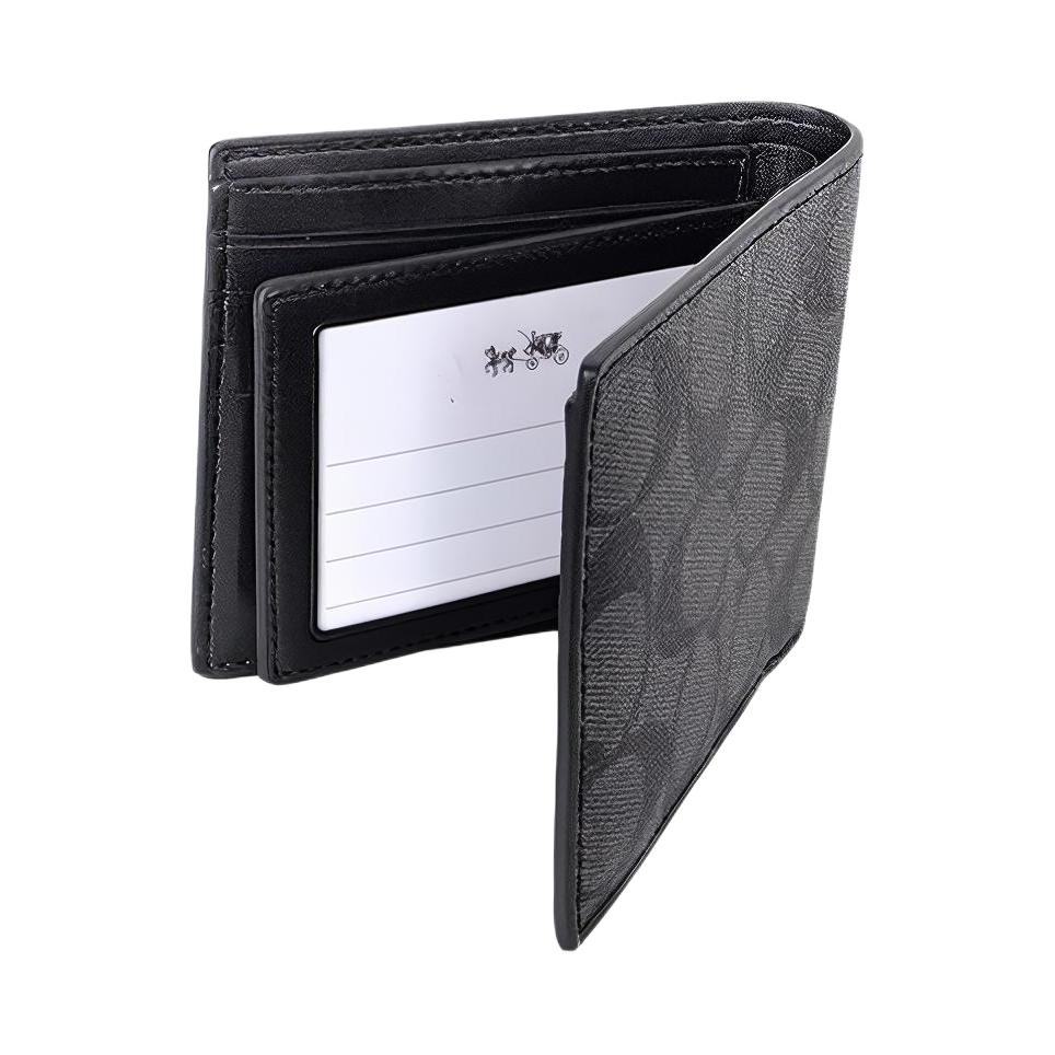 COACH Men 3 IN 1 Wallet Charcoal/Black 74993-CQBK