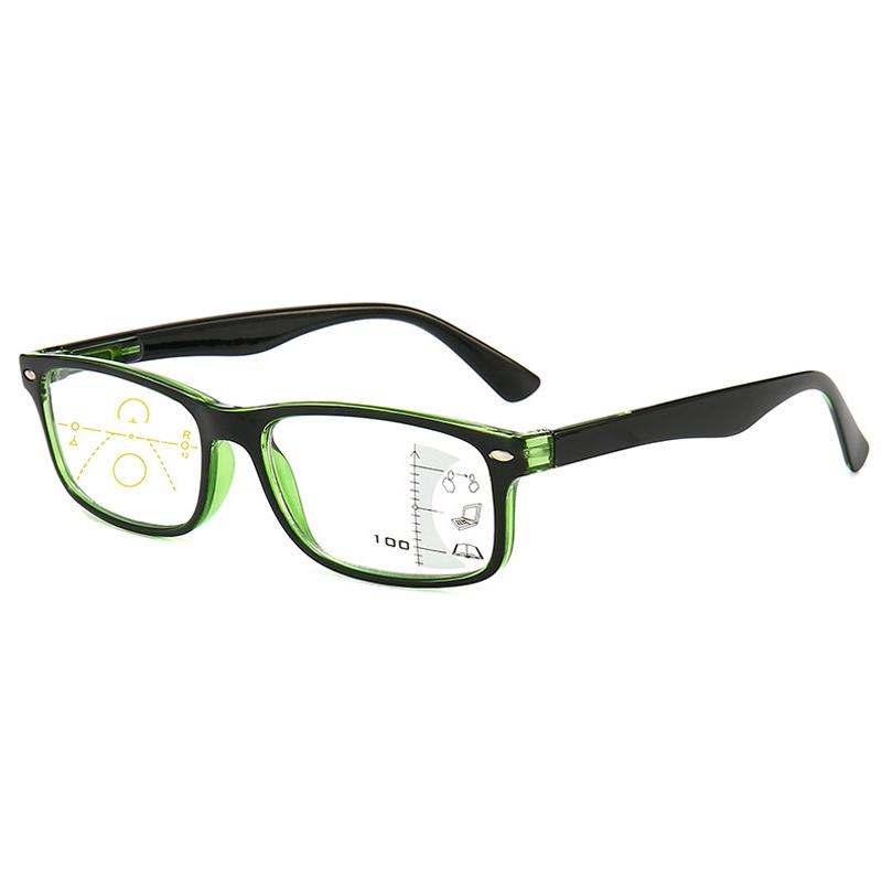 

Ретро Анти-синий луч Прогрессивные мультифокальные очки для чтения Мужчины Женщины Очки для близи и дали Компьютерные очки Очки Gafas +100 зелёный