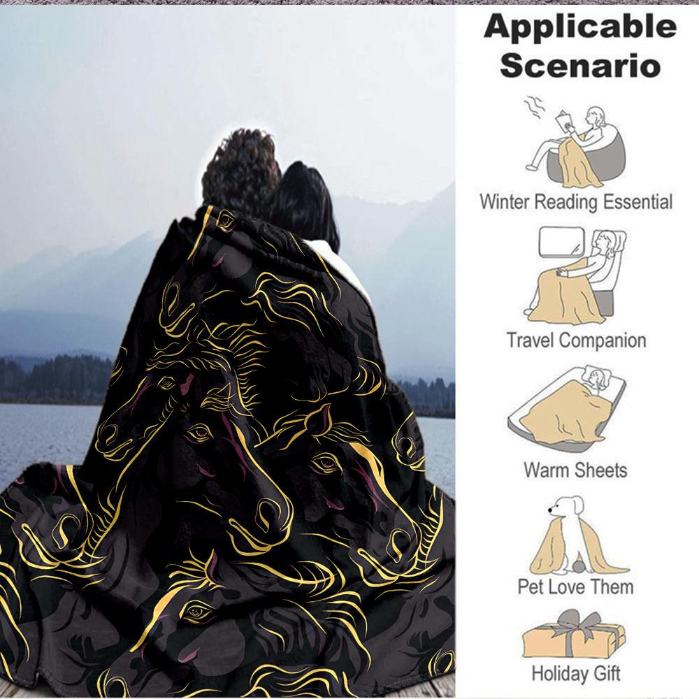 1pc Horse Pattern Print Blanket   Lightweight Flannel Throw Blanket For Sofa, Bed, Living Room, Office, Outdoor Travel, Camping